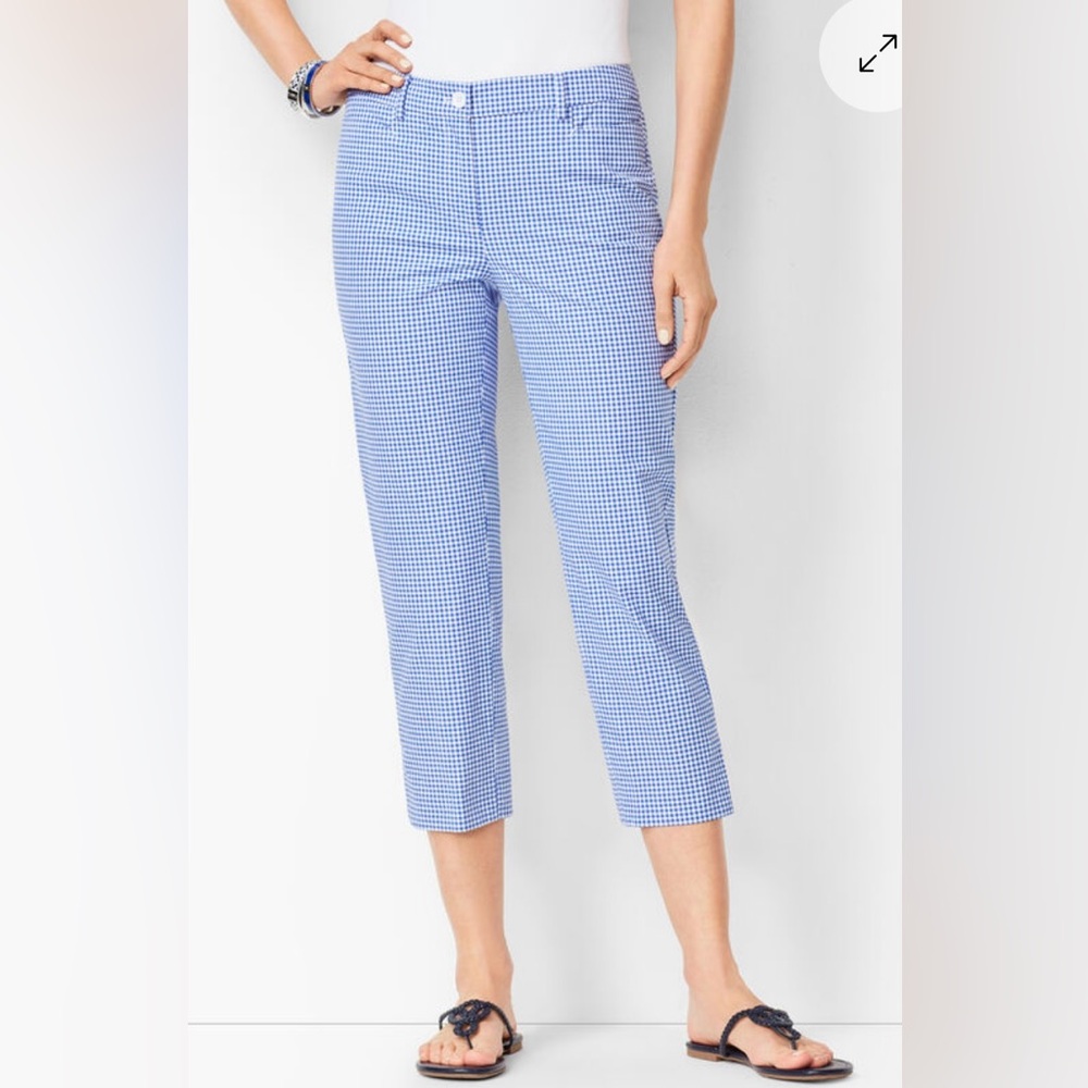 Talbots Blue and White Gingham Capris, Size 10